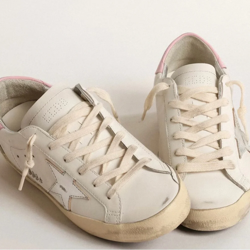 Golden Goose Women's Super-Star with silver leather star and pink heel tab - Picture 2 of 9
